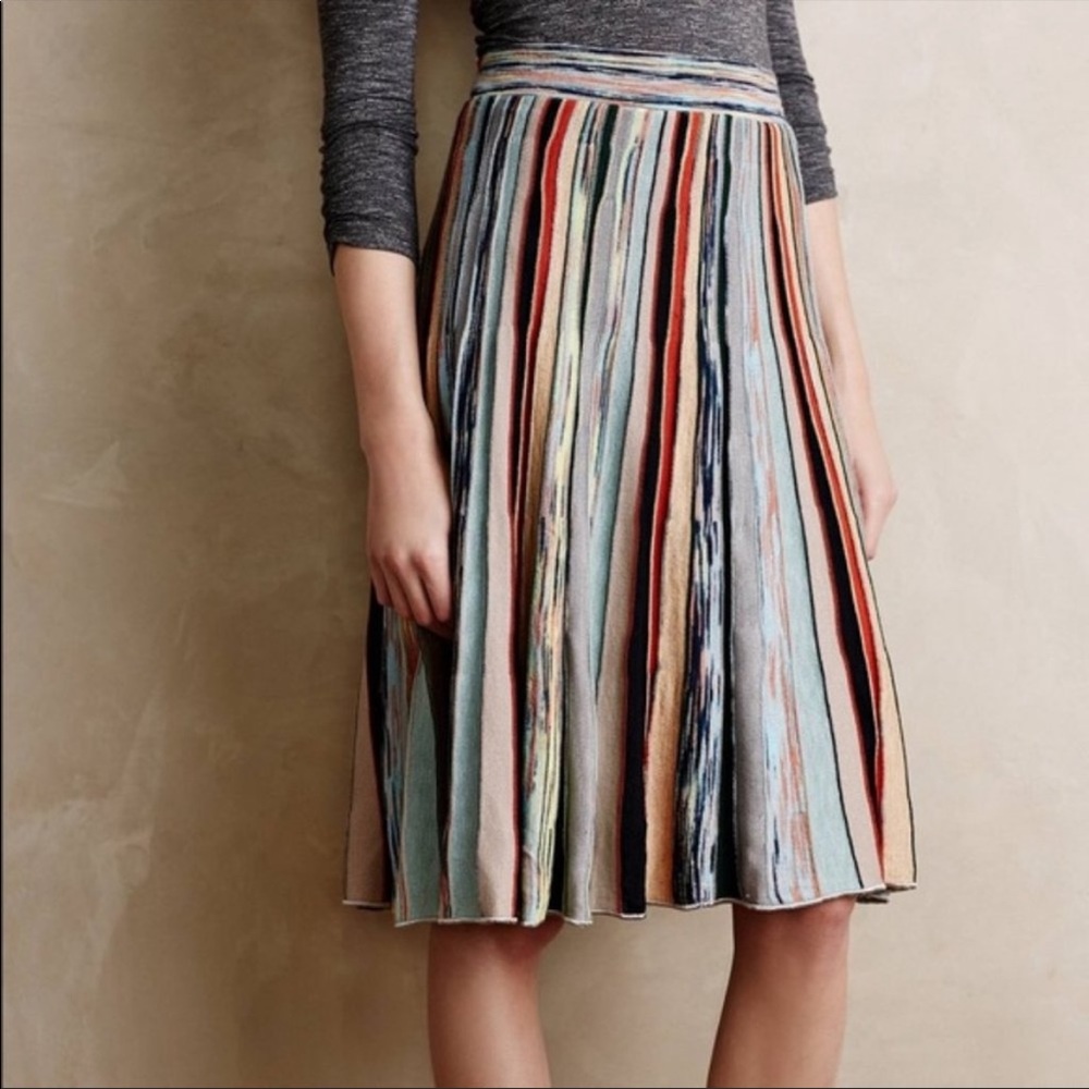 Anthropologie Multi-Color Striped Midi Skirt